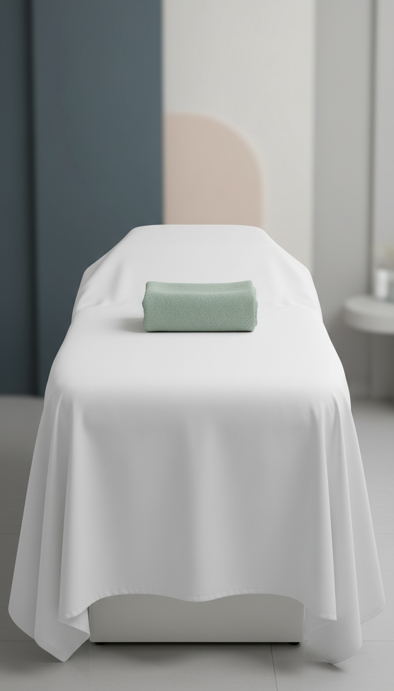 Treatment Table with Soft Sage Towel