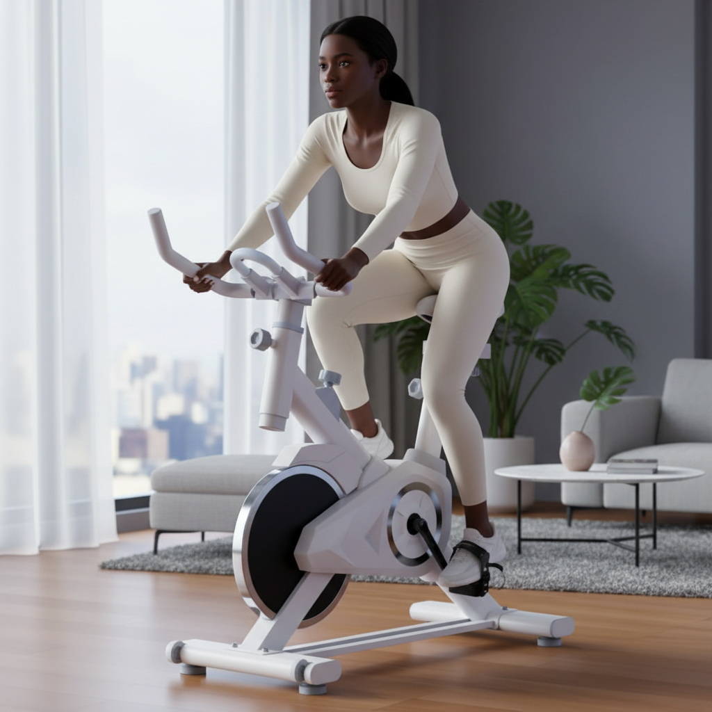 Indoor Exercise Bike - Modern White